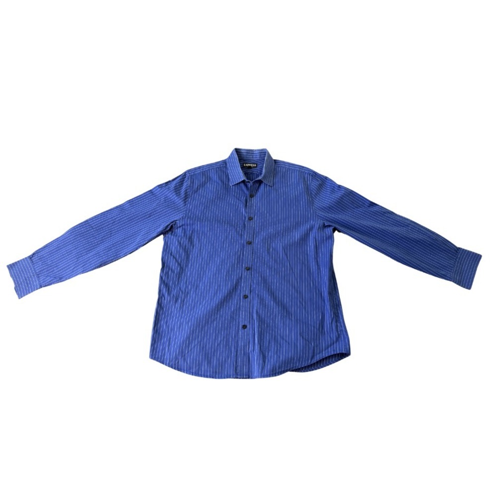 Express Design Studio Dress Shirt Mens Size Large Blue Modern Fit
